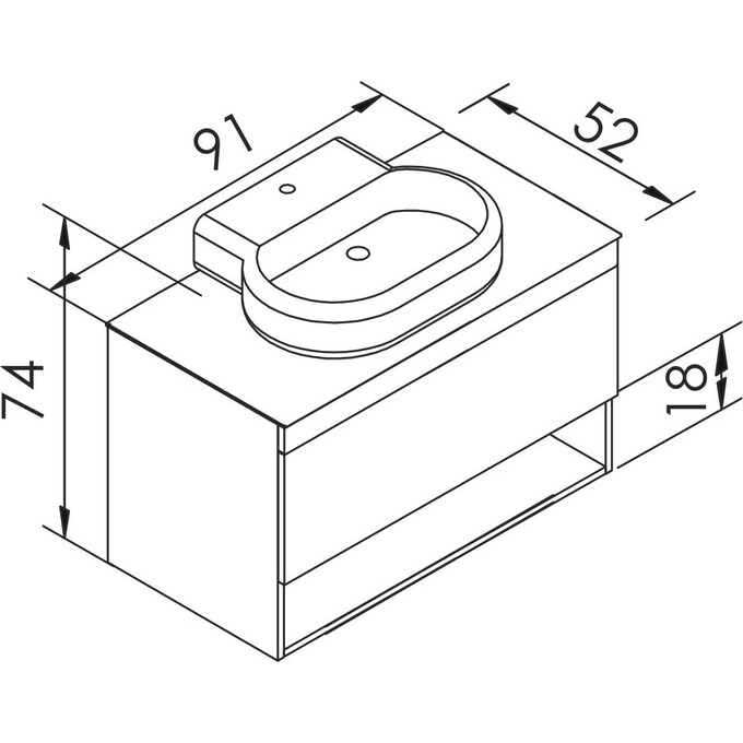 Тумба з раковиною Imprese Black Edge F32119OK (91 см, дуб/чорний, підвісна, умивальник i32119(2)), фото , изображение 2