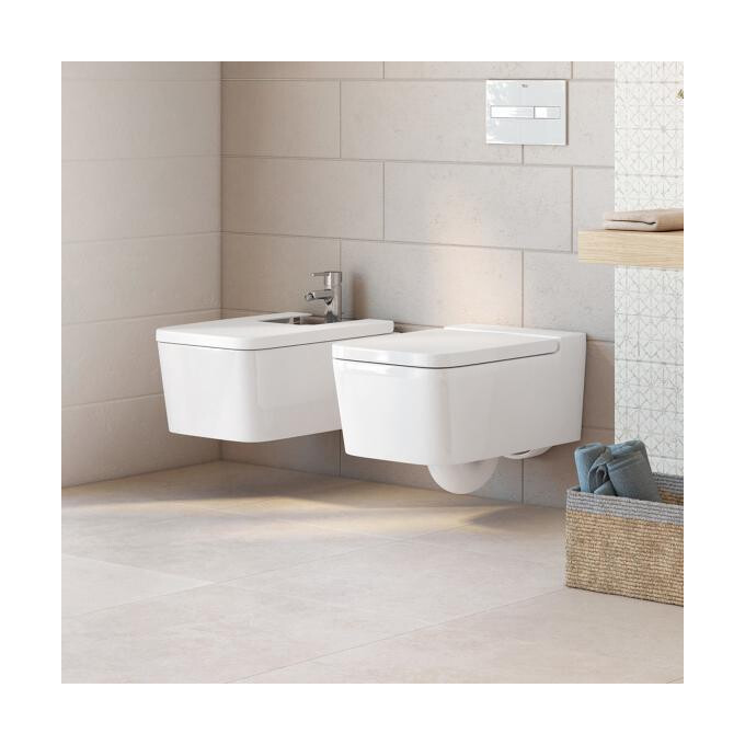 Безободковый подвесной унитаз Roca Inspira Square A346537000 (без сидения), Цвет производителя: белый глянец, фото 4