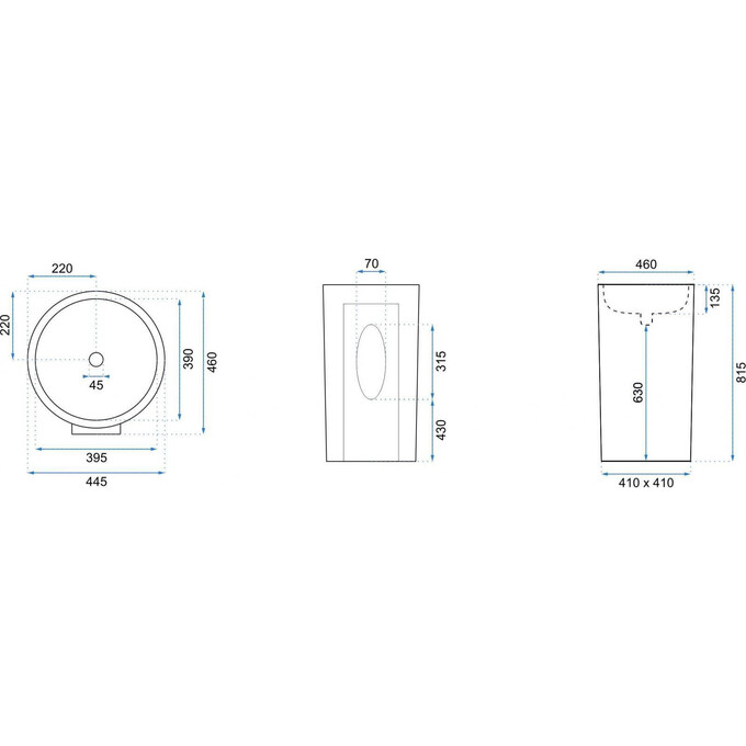 Умывальник Rea Estera REA-U0756 (44.5x46 см, напольный), фото 6