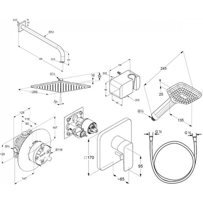 Душевая система скрытого монтажа Kludi Pure&Easy 406300575 (7 в 1), фото 2