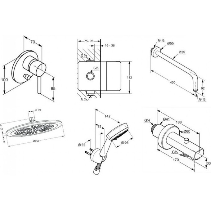 Душевая система скрытого монтажа Kludi Bozz 386310576 (7 в 1, с изливом), фото 2