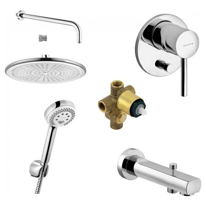 Душевая система скрытого монтажа Kludi Bozz 386310576 (7 в 1, с изливом), фото 