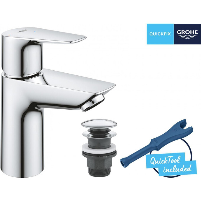 Смеситель для умывальника Grohe QuickFix StartEdge S-Size 23900001 (с донным клапаном), фото 2