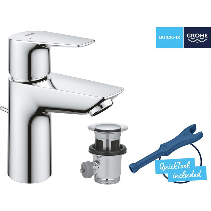 Змішувач для умивальника Grohe QuickFix StartEdge S-Size 24196001 (з донним клапаном), фото , изображение 5