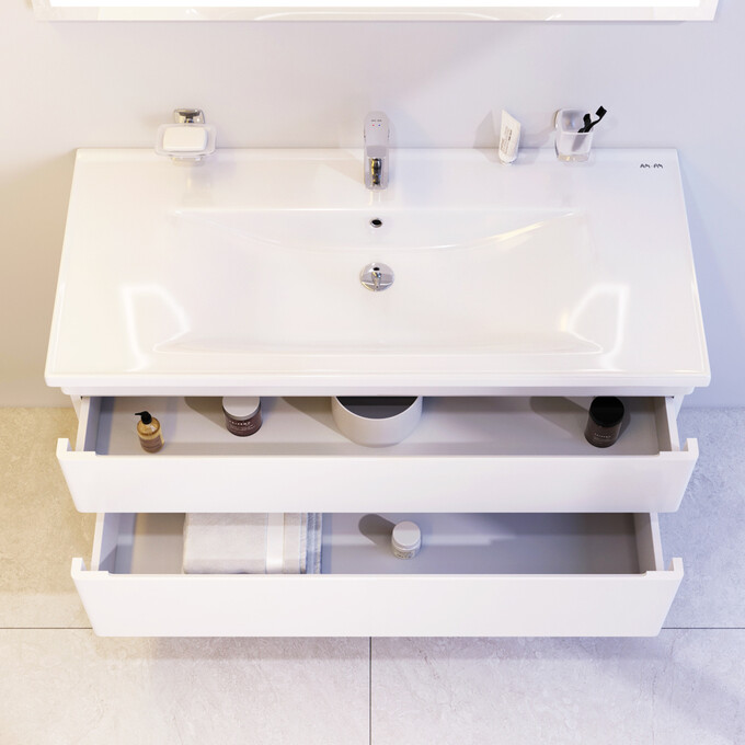 Тумба с раковиной Am.Pm Hit M93A-FHX01002-WC01002WG38 (100 см, белая глянцевая, подвесная), фото 3