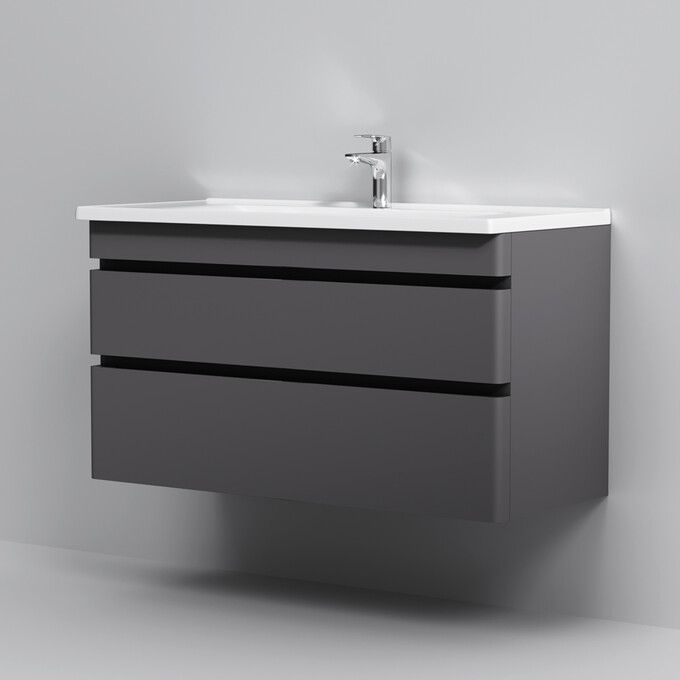 Тумба с раковиной Am.Pm Hit M93A-FHX01002-WC01002GM38 (100 см, графит матовый, подвесная), фото 7