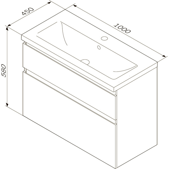 Тумба с раковиной Am.Pm Hit M93A-FHX01002-WC01002WG38 (100 см, белая глянцевая, подвесная), фото 12