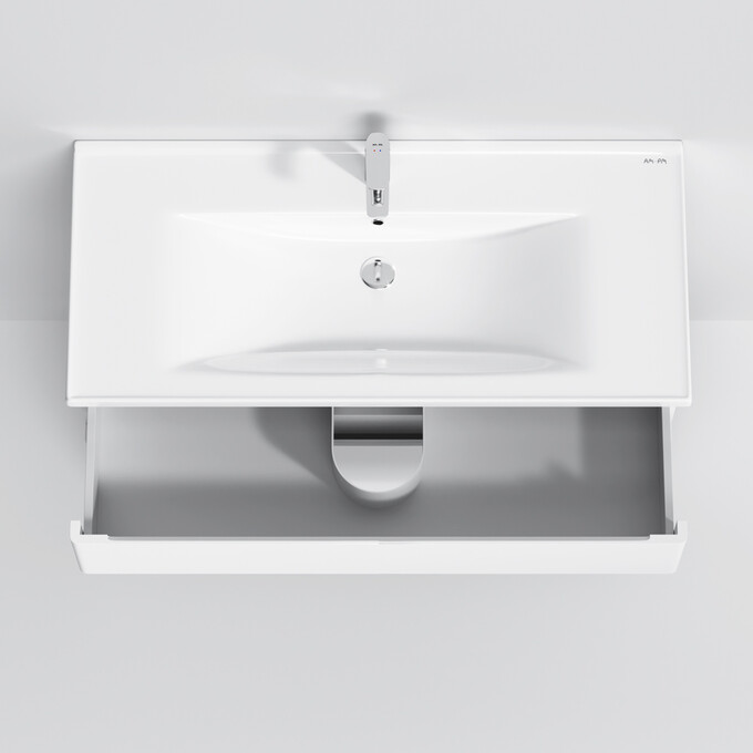 Тумба с раковиной Am.Pm Hit M93A-FSX01002-WC01002WG38 (100 см, белая глянцевая, напольная), фото 9