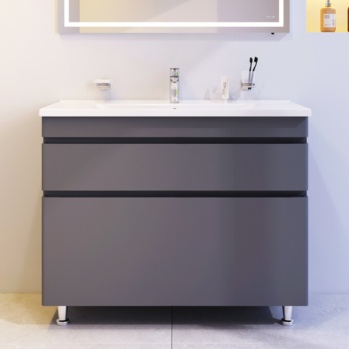 Тумба с раковиной Am.Pm Hit M93A-FSX01002-WC01002GM38 (100 см, графит матовый, напольная), фото 2