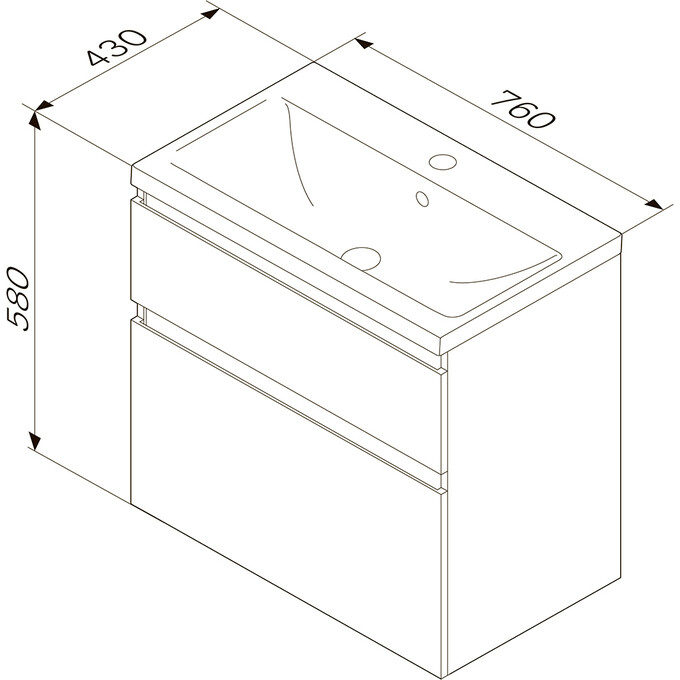 Тумба с раковиной Am.Pm Hit M93A-FHX0752-WC0752GM38 (76 см, графит матовый, подвесная), фото 11