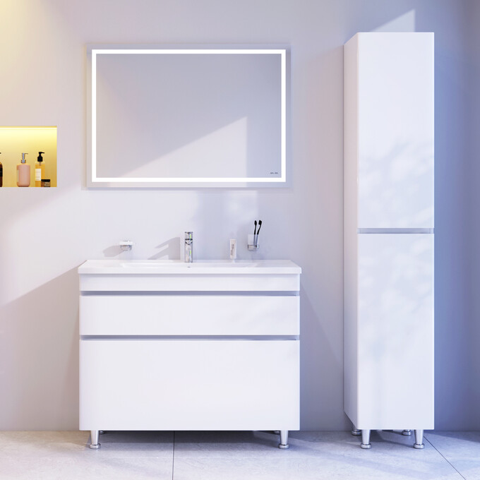 Тумба с раковиной Am.Pm Hit M93A-FSX01002-WC01002WG38 (100 см, белая глянцевая, напольная), фото 4