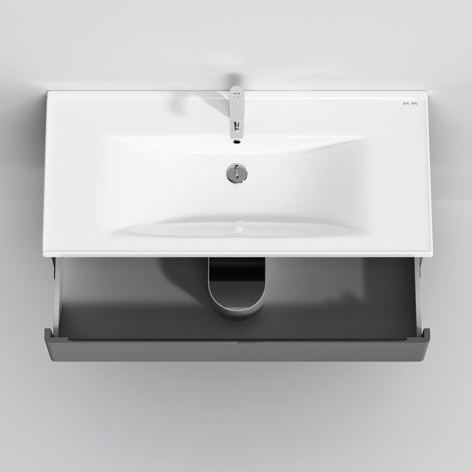 Тумба с раковиной Am.Pm Hit M93A-FHX01002-WC01002GM38 (100 см, графит матовый, подвесная), фото 9