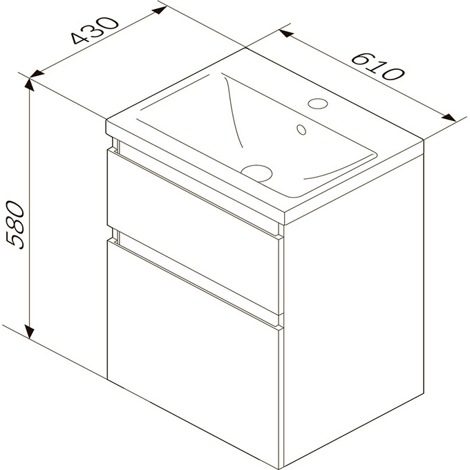 Тумба с раковиной Am.Pm Hit M93A-FHX0602-WC0602WG38 (61 см, белая глянцевая, подвесная), фото 11