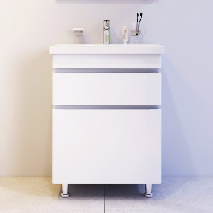 Тумба с раковиной Am.Pm Hit M93A-FSX0602-WC0602WG38 (61 см, белая глянцевая, напольная), фото 2