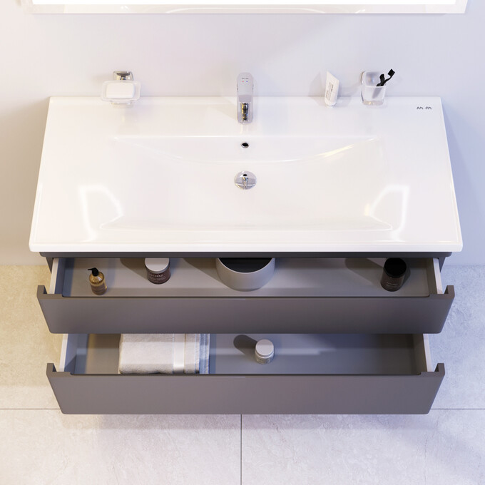 Тумба с раковиной Am.Pm Hit M93A-FHX01002-WC01002GM38 (100 см, графит матовый, подвесная), фото 3