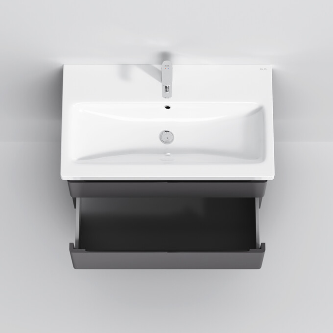 Тумба с раковиной Am.Pm Hit M93A-FHX0752-WC0752GM38 (76 см, графит матовый, подвесная), фото 8