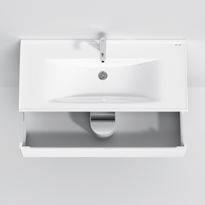 Тумба с раковиной Am.Pm Hit M93A-FHX01002-WC01002WG38 (100 см, белая глянцевая, подвесная), фото 10