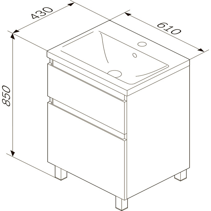 Тумба с раковиной Am.Pm Hit M93A-FSX0602-WC0602WG38 (61 см, белая глянцевая, напольная), фото 11
