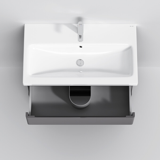 Тумба с раковиной Am.Pm Hit M93A-FSX0752-WC0752GM38 (76 см, графит матовый, напольная), фото 9