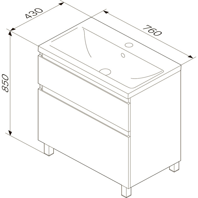 Тумба с раковиной Am.Pm Hit M93A-FSX0752-WC0752WG38 (76 см, белая глянцевая, напольная), фото 11