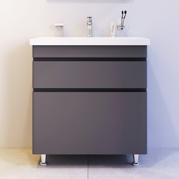 Тумба с раковиной Am.Pm Hit M93A-FSX0752-WC0752GM38 (76 см, графит матовый, напольная), фото 2