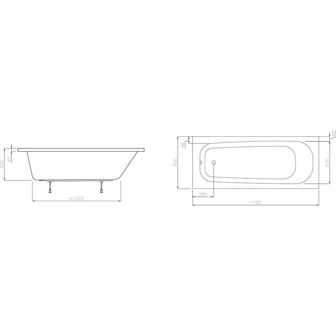 Акрилова ванна Ravak Septima XAU0000040 (170x70 см), фото , изображение 5
