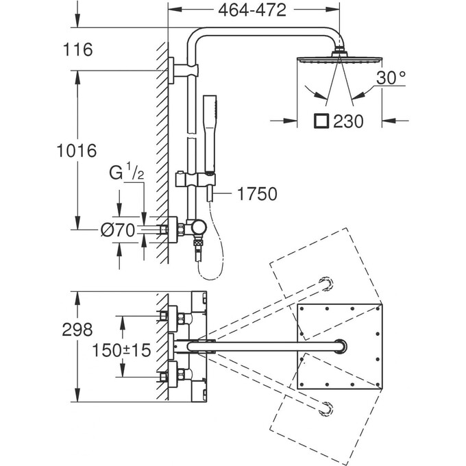 Термостатична душова система Grohe QuickFix Vitalio Joy System 230 26365000, фото , изображение 8