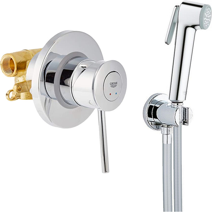 Гигиенический душ со смесителем Grohe QuickFix Bau Classic UA202606QF (29048000+26351000+28741001+28628000), фото 