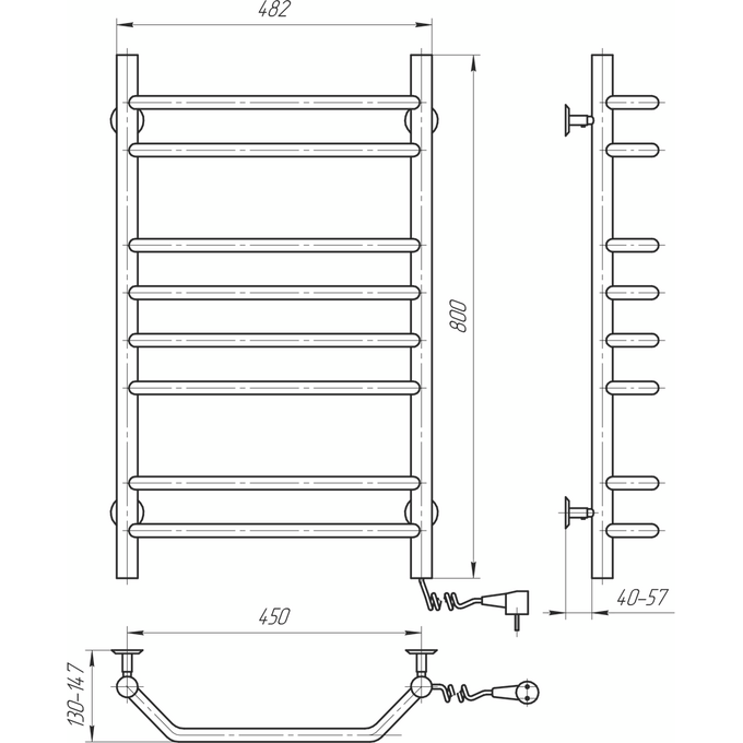 Электрический полотенцесушитель Navin Блюз 10-006020-4880 (480x800, правый), Доступные размеры: 480 x 800, Цвет производителя: хром, Подключение полотенцесушителя: правое, фото 6