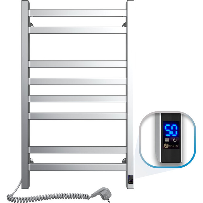 Електрична рушникосушарка Navin Авангард Sensor 10-328153-4880 (480x800, матовий сатин, ліва, сенсорна, з таймером), Доступні розміри: 480 x 800, Колір виробника: сатин, Підключення рушникосушарки: ліве, фото 