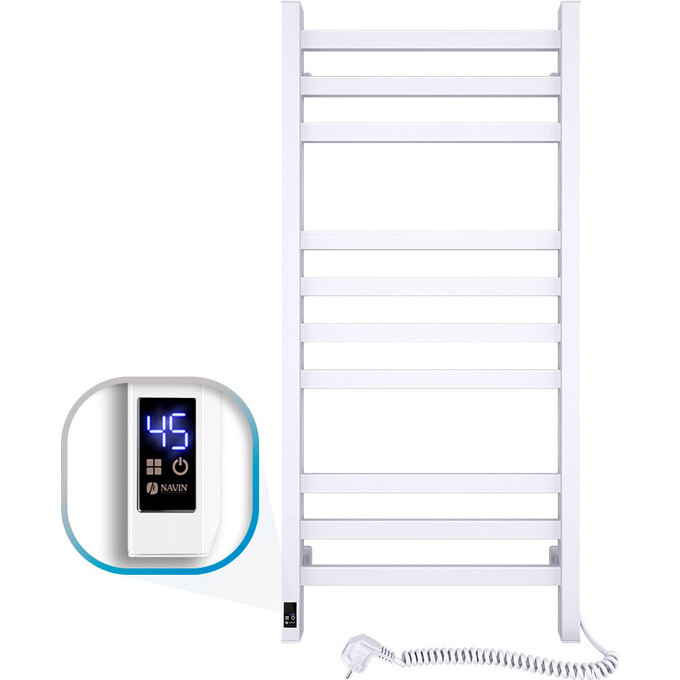 Электрический полотенцесушитель Navin Авангард Sensor 12-028053-4810 (480x1000, белый глянец, правый, сенсорный, с таймером), Доступные размеры: 480 x 1000, Цвет производителя: белый глянец, Подключение полотенцесушителя: правое, фото 