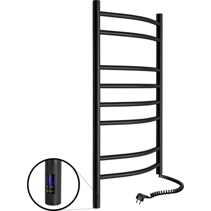 Электрический полотенцесушитель Navin Камелия Sensor 12-207033-4880 (480x800, черный муар, правый, сенсорный, с таймером), Доступные размеры: 480 x 800, Цвет производителя: черный муар, Подключение полотенцесушителя: правое, фото 2