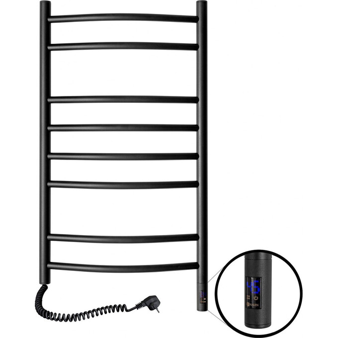 Электрический полотенцесушитель Navin Камелия Sensor 12-207133-4880 (480x800, черный муар, левый, сенсорный, с таймером), Доступные размеры: 480 x 800, Цвет производителя: черный муар, Подключение полотенцесушителя: левое, фото 