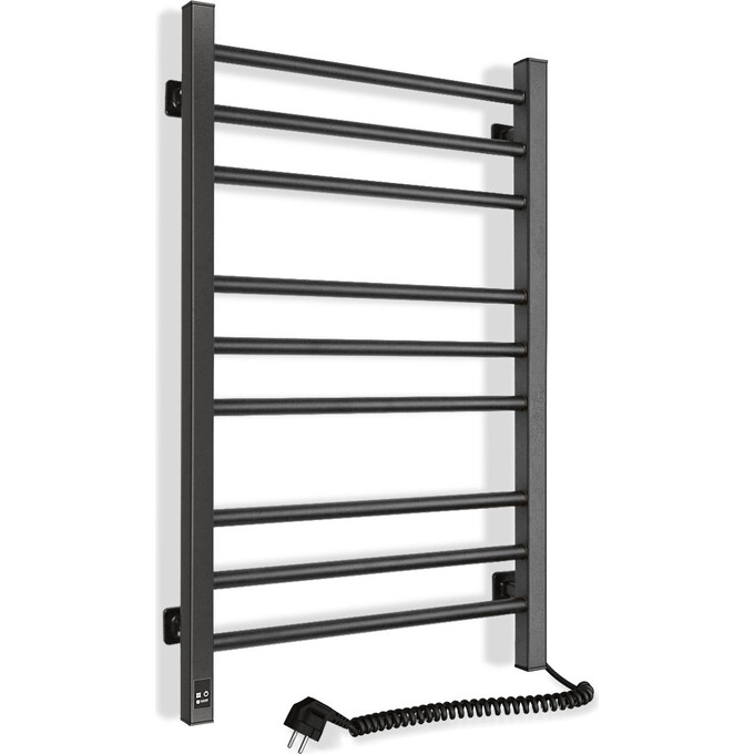 Электрический полотенцесушитель Navin Классик Квадро Sensor 12-216053-5080 (500x800, черный муар, правый, сенсорный, с таймером), Доступные размеры: 500 x 800, Цвет производителя: черный муар, Подключение полотенцесушителя: правое, фото 3