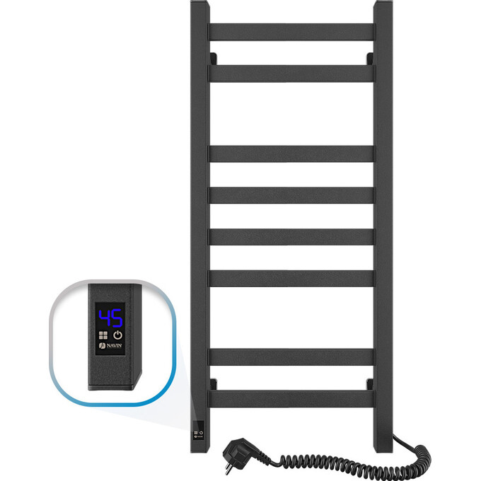 Электрический полотенцесушитель Navin Авангард Sensor 12-228053-3680 (360x800, черный муар, правый, сенсорный, с таймером), Доступные размеры: 360 x 800, Цвет производителя: черный муар, Подключение полотенцесушителя: правое, фото 
