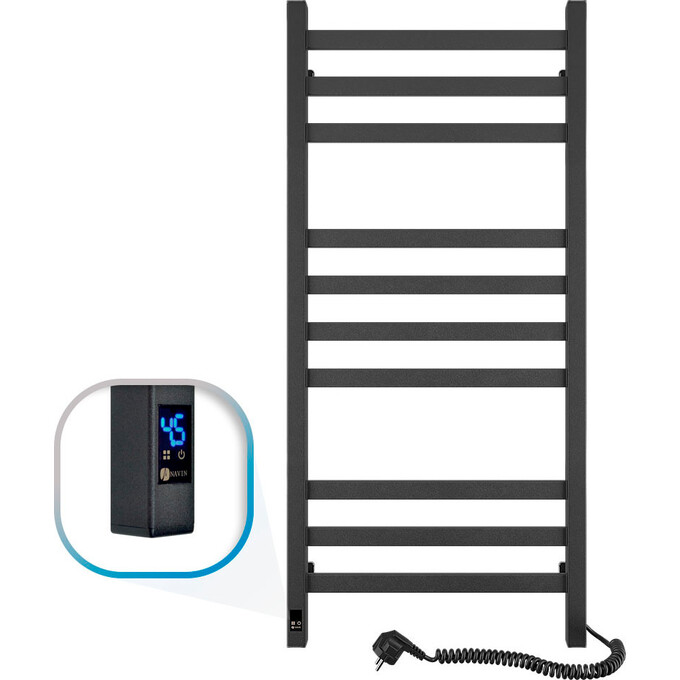 Электрический полотенцесушитель Navin Авангард Sensor 12-228053-4810 (480x1000, черный муар, правый, сенсорный, с таймером), Доступные размеры: 480 x 1000, Цвет производителя: черный муар, Подключение полотенцесушителя: правое, фото 
