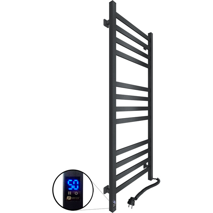 Электрический полотенцесушитель Navin Авангард Sensor 12-228053-4812 (480x1200, черный муар, правый, сенсорный, с таймером), Доступные размеры: 480 x 1200, Цвет производителя: черный муар, Подключение полотенцесушителя: правое, фото 2