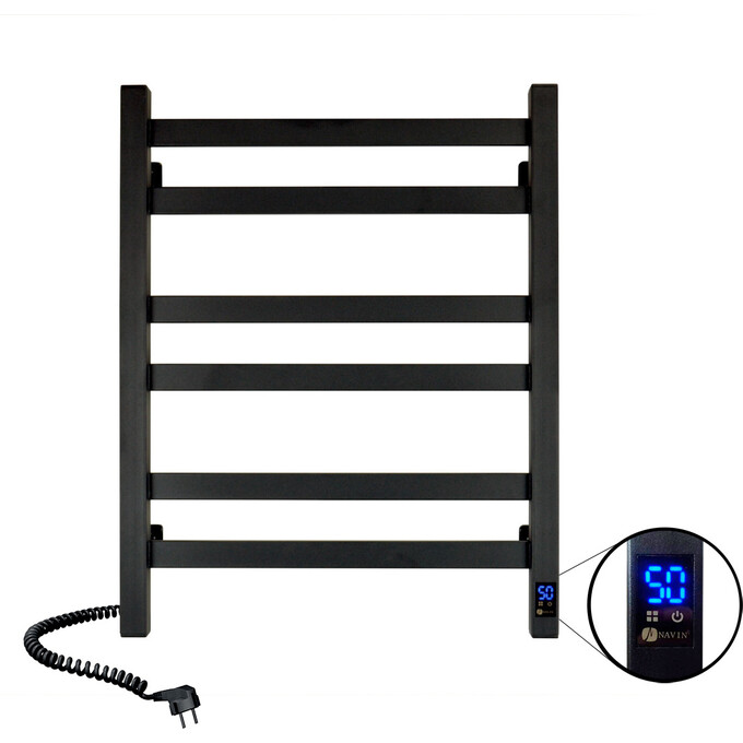 Электрический полотенцесушитель Navin Авангард Sensor 12-228153-4860 (480x600, черный муар, левый, сенсорный, с таймером), Доступные размеры: 480 x 600, Цвет производителя: черный муар, Подключение полотенцесушителя: левое, фото 