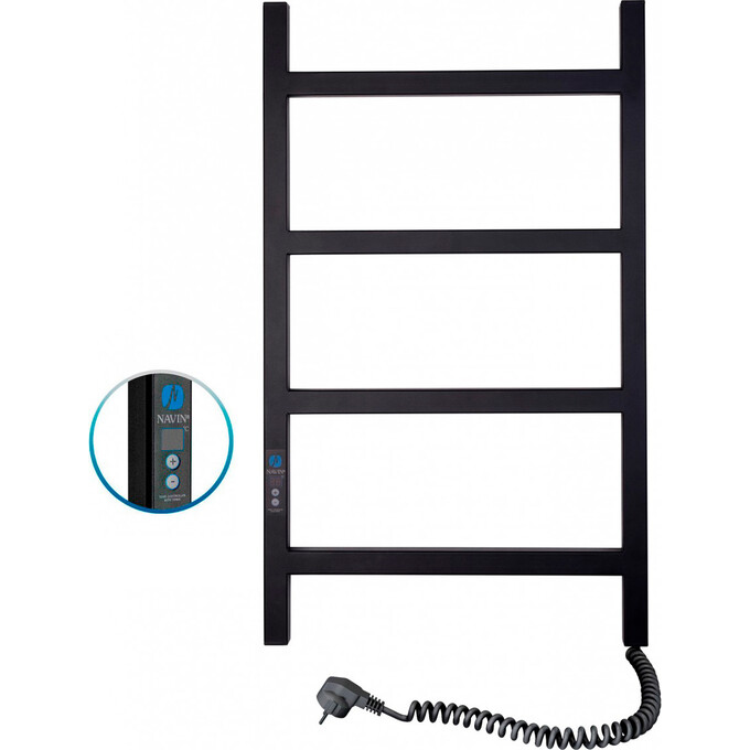 Электрический полотенцесушитель Navin Nordic Digital 12-241052-5080 (500x800, черный муар, правый, с таймером), Доступные размеры: 500 x 800, Цвет производителя: черный муар, Подключение полотенцесушителя: правое, фото 