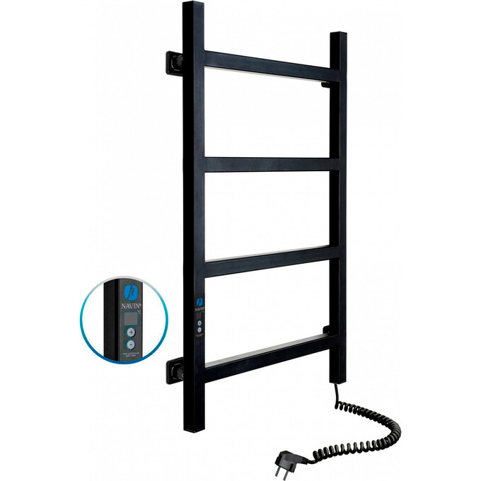 Электрический полотенцесушитель Navin Nordic Digital 12-241052-5080 (500x800, черный муар, правый, с таймером), Доступные размеры: 500 x 800, Цвет производителя: черный муар, Подключение полотенцесушителя: правое, фото 2