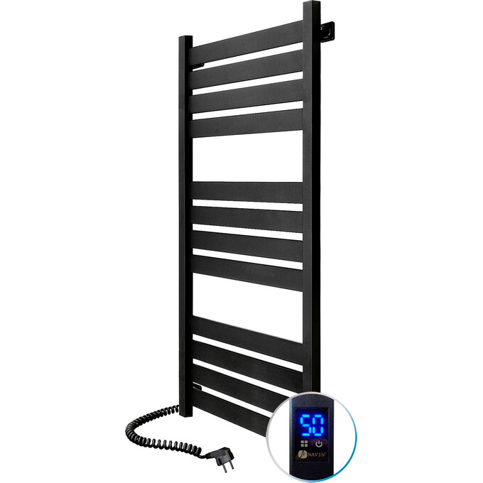 Електрична рушникосушарка Navin Largo Sensor 12-244153-5012 (500x1200, чорний муар, ліва, сенсорний, з таймером), Доступні розміри: 500 x 1200, Колір виробника: чорний муар, Підключення рушникосушарки: ліве, фото , изображение 2