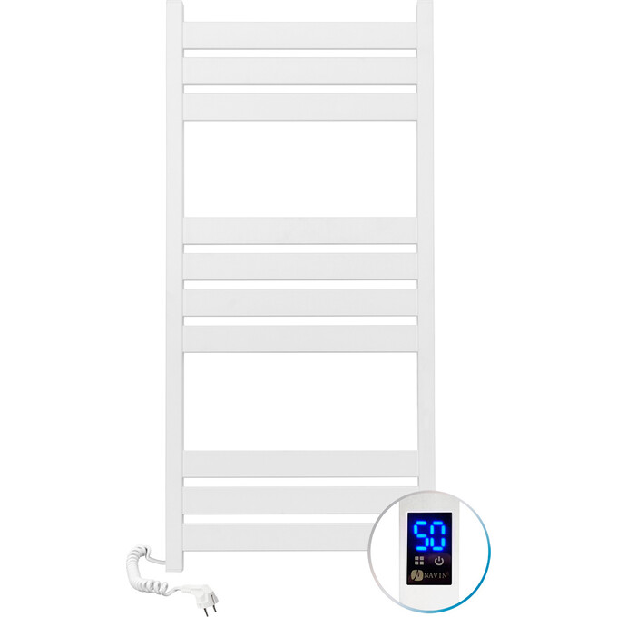 Электрический полотенцесушитель Navin Largo Sensor 12-844153-5010 (500x1000, белый бархат, левый, сенсорный, с таймером), Доступные размеры: 500 x 1000, Цвет производителя: белый бархат, Подключение полотенцесушителя: левое, фото 