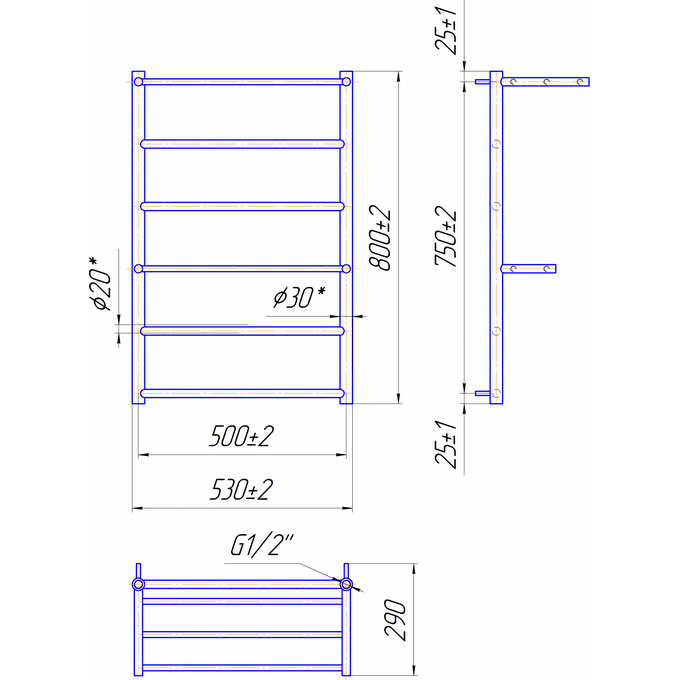 Водяной полотенцесушитель Mario Анкона 1.1.3902.01.P (4820111351749, 800x530, хром/сатин/белый глянец/черный матовый/графит/золото/бронза, с полкой), фото 7