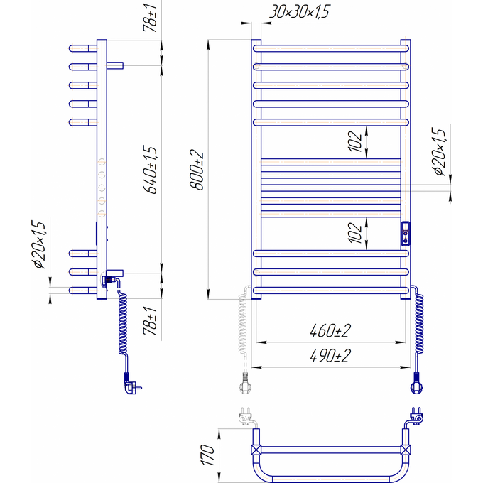 Электрический полотенцесушитель Mario Гера-Люкс-I TR 2.2.1902.03.Р (4820111357109, 800x500, хром/сатин/белый глянец/черный матовый/графит/золото/бронза, универсальный, с таймером), фото 5