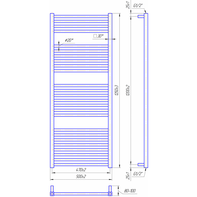 Водяной полотенцесушитель Mario Гера 1.2.0404.03.P (4820111352197, 1250x500, хром/сатин/белый глянец/черный матовый/графит/золото/бронза), фото 7