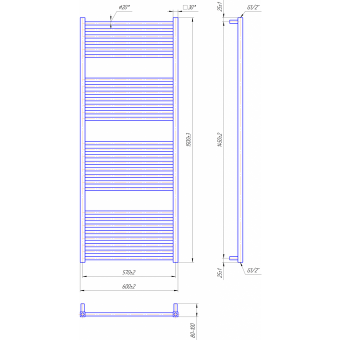 Водяна рушникосушарка Mario Гера 1.2.0416.03.P (4820111352623, 1500x600, хром/сатин/білий глянець/чорний матовий/золото/бронза), фото , изображение 6