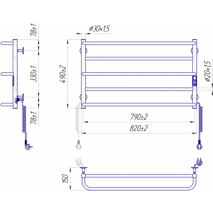 Электрический полотенцесушитель Mario Люкс Сити-I TR 2.3.6302.11.P (4820111356713, 500x830, хром/сатин/белый глянец/черный матовый/графит/золото/бронза, универсальный, с таймером), фото 6