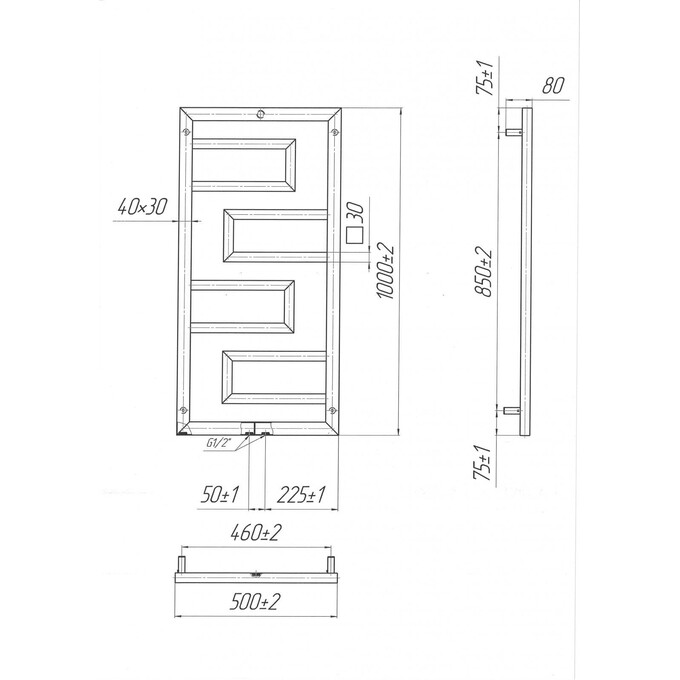 Водяной полотенцесушитель Mario Талия 1.2.5001.03.Р (4820111354450, 1000x500, хром/белый глянец/черный матовый/графит/золото), фото 5