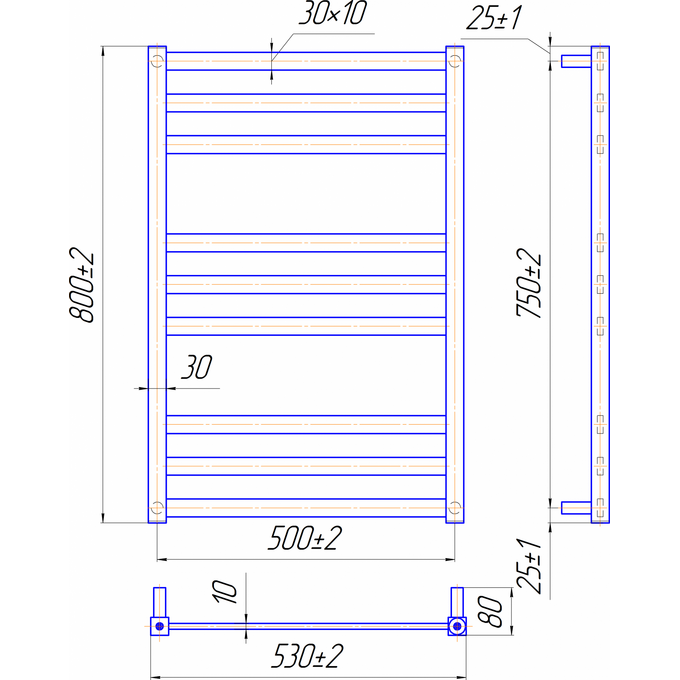 Водяной полотенцесушитель Mario Чикаго 1.2.6100.03 Р (4820111354351, 800x530, хром/сатин/белый глянец/черный матовый/графит/золото/бронза), фото 7