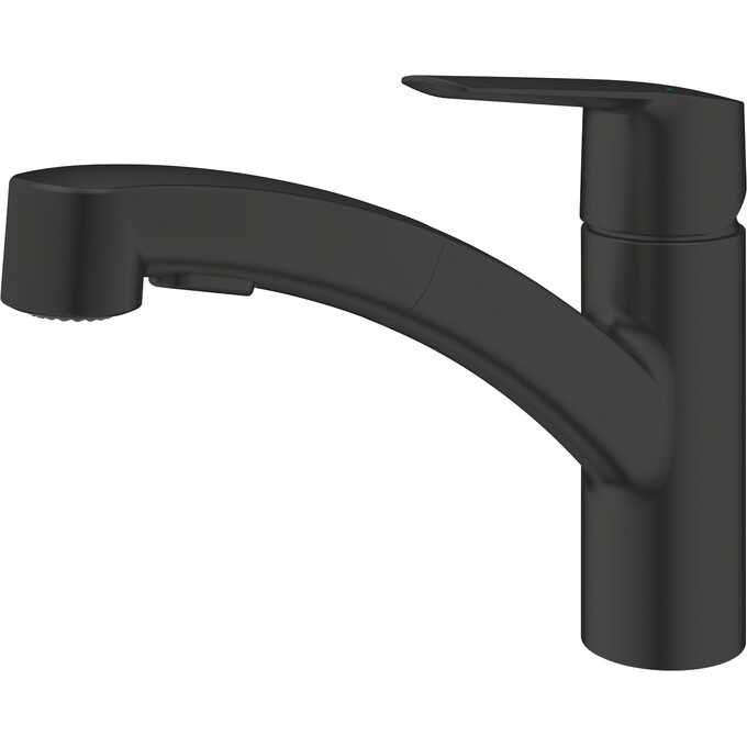 Смеситель для кухни Grohe QuickFix Start 303072431 (черный матовый, с выдвижной лейкой), фото 
